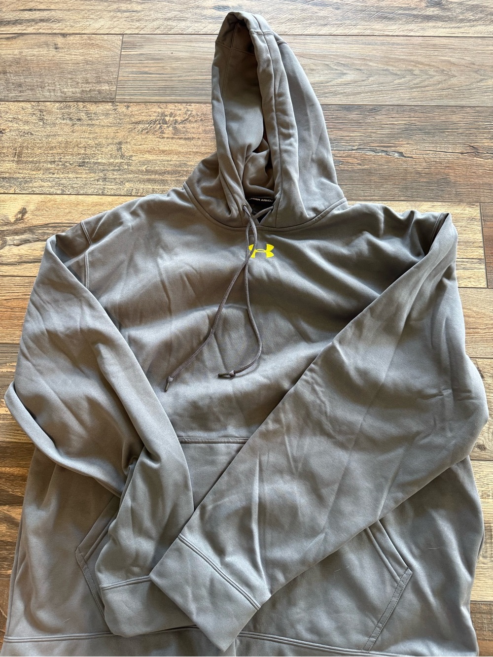 Under Armour Gray Pullover Hoodie with Yellow Accent Tag
